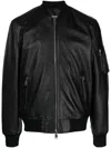 Dondup Leather Bomber Jacket In Black