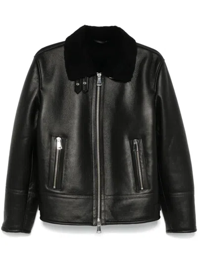 Dondup Leather Jacket In 黑色