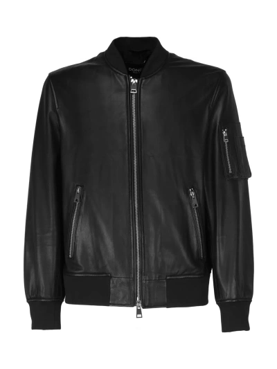 Dondup Leather Jacket With Zip In Black