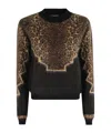 Dondup Leopard-print Geometric-pattern Sweater In Black