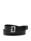 Dondup Letter-buckle Leather Belt In Black