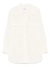 Dondup Relaxed Fit White Button-down Shirt With Chest Pockets In White