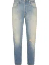 Dondup Light Blue Distressed Denim Trousers In Blue