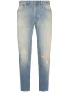 Dondup Light Blue Distressed Denim Trousers In Blue