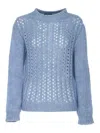 Dondup Mock-neck Embroidered Sweater In Blue