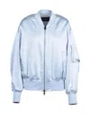 Dondup Light Blue Polyester Elastane Satin Bomber Jacket In Blue