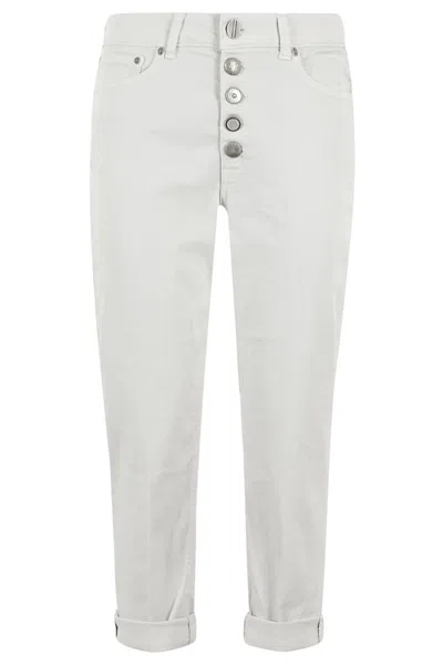 Dondup Light Gray Denim Koons Jewel Trousers In Silver