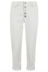 Dondup Cropped Cotton-blend Denim Jeans With Button Detailing In Grey