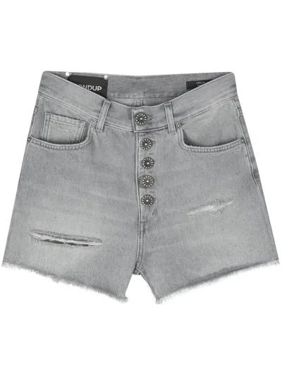 Dondup Stella Logo-patch Denim Shorts In Grey