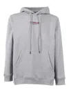 Dondup Light Grey Cotton Hoodie With Adjustable Drawstring In Multi