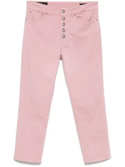 DONDUP LIGHT PINK JEANS WITH BUTTON FLY AND CLASSIC DESIGN