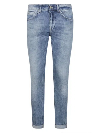 Dondup Light Wash Relaxed-fit Jeans With Rolled Cuffs In Blue