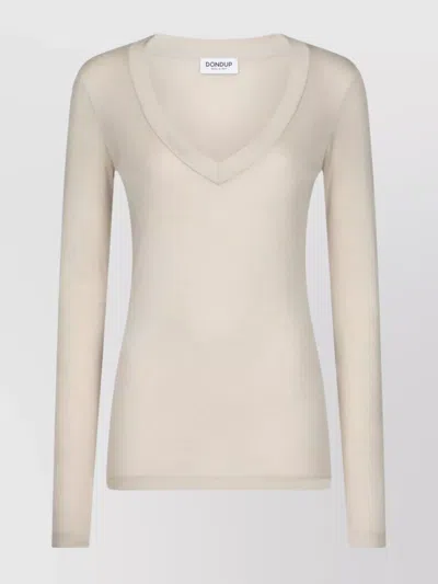 DONDUP LIGHTWEIGHT LONG SLEEVE SOFT STRETCH V-NECK TOP