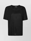 Dondup Lightweight Relaxed Fit Round Neck Sheer Fabric Short Sleeves In Black
