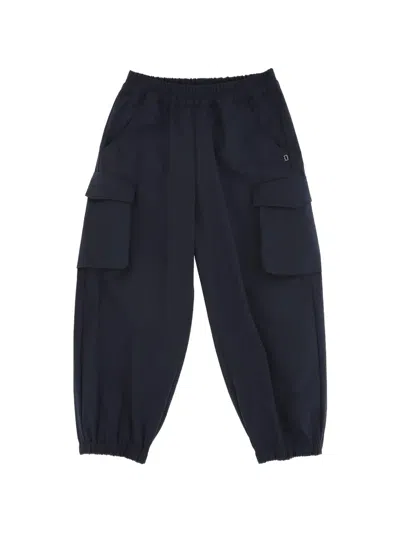 Dondup Kids' Logo-appliqué Cargo Trousers In Blue