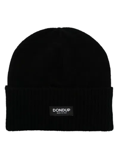 Dondup Logo-appliqué Knitted Beanie In Black