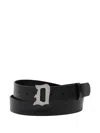 Dondup Letter-buckle Leather Belt In Black