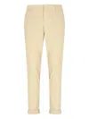 Dondup Straight Cotton Trousers Rolled Cuffs In Yellow