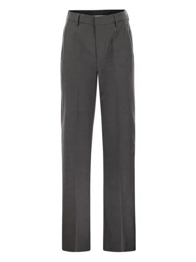 Dondup Logo-detail Tailored Trousers In Gray
