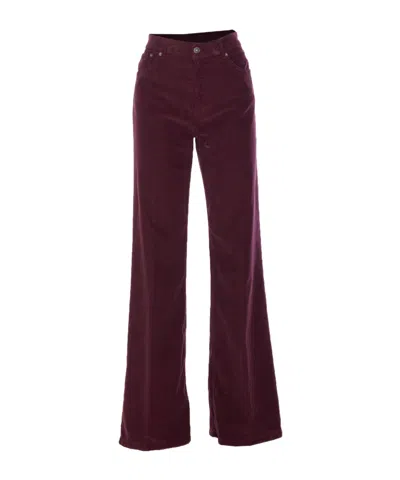 Dondup Loose Fit Corduroy Trousers With Back Pockets In Burgundy
