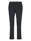 Dondup Straight Cotton Trousers Rolled Cuffs In Black