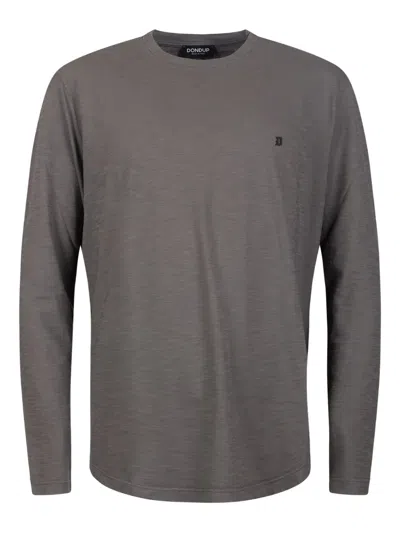 Dondup Logo-embroidered Cotton T-shirt In Gray