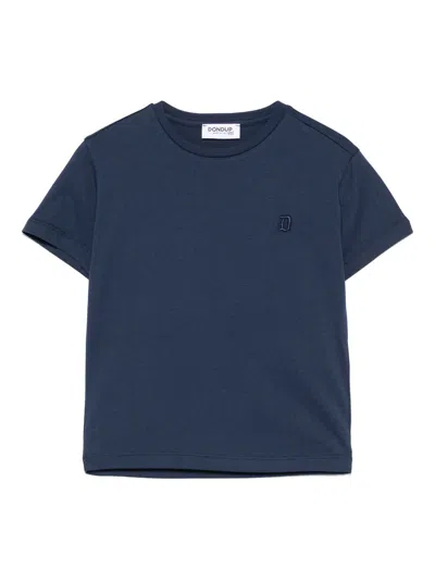 Dondup Kids' T-shirt Mit Logo-stickerei In Blau