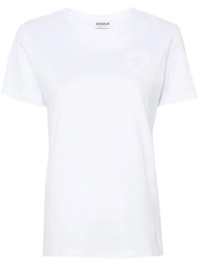 Dondup Cotton Crewneck T-shirt With Logo In White