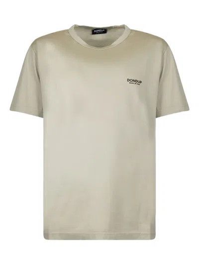 Dondup Logo-embroidery Crew Neck T-shirt In Neutral