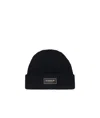 Dondup Ribbed Texture Knit Beanie In Black