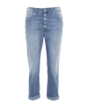 Dondup Straight Cotton Jeans Rolled Cuffs In Blue