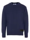 Dondup Logo-patch Crewneck Sweater In Blue