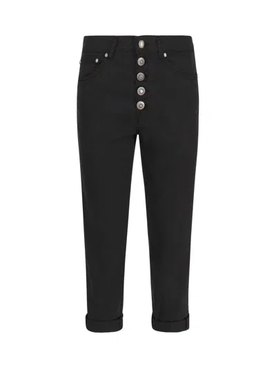 Dondup Logo-patch Cropped Straight-leg Jeans In Black