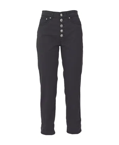 Dondup Logo-patch Cropped Straight-leg Jeans In Black