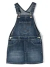 Dondup Blue Dungarees For Girl With Logo Patch In Blue