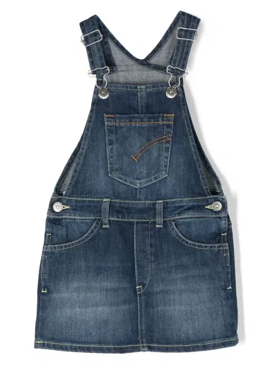 Dondup Kids' Blue Dungarees For Girl With Logo Patch