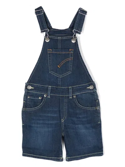 Dondup Kids' Logo-patch Denim Dungarees In Blue