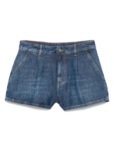 Dondup Logo-patch Denim Shorts In Blue