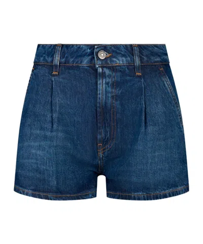 Dondup Logo-patch Denim Shorts In Blue