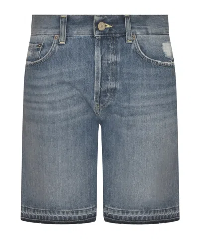 Dondup Logo Patch Denim Shorts In Blue