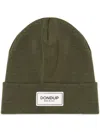 Dondup Logo-patch Knitted Beanie In Green