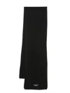 Dondup Logo-patch Ribbed-knit Scarf In Black