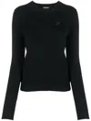 Dondup Logo-patch Round-neck Jumper In Black