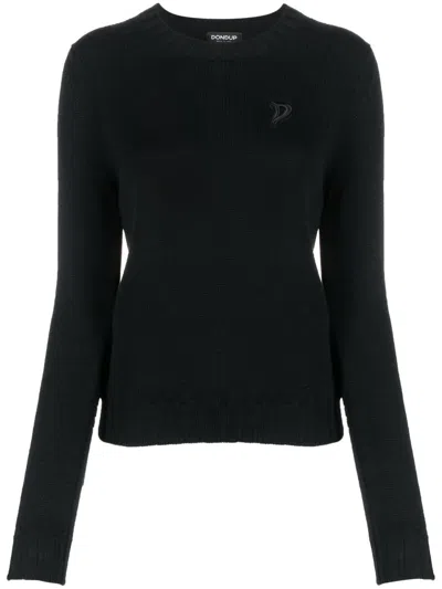 Dondup Logo-patch Round-neck Jumper In Black