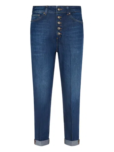 DONDUP LOGO-PATCH TAPERED JEANS