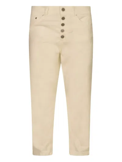 Dondup Logo-patch Trousers In Neutral