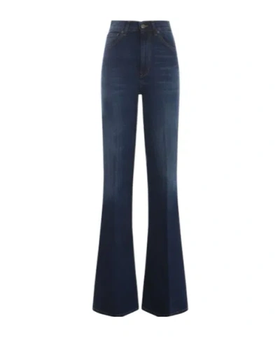 Dondup Logo-patch Wide-leg Denim Jeans In Blue