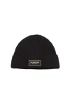 Dondup Logo-patch Ribbed-knit Beanie In Black