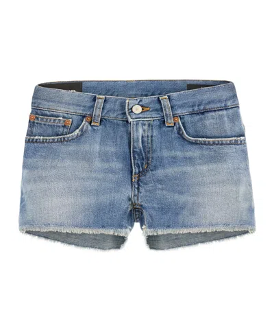 Dondup Logo-plaque Denim Shorts In Blue