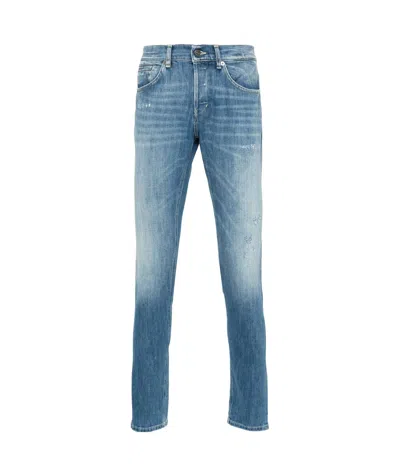 Dondup Logo-plaque Distressed Jeans In Blue